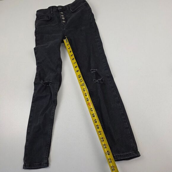 We The Free People Sabrina Super Skinny Black Distressed Jeans Womens 25 - Picture 12 of 14